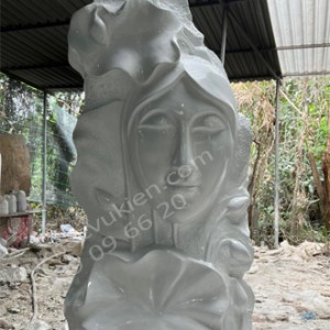 Tượng cô gái và hoa sen, tượng giả đá, tượng composite trang trí công viên